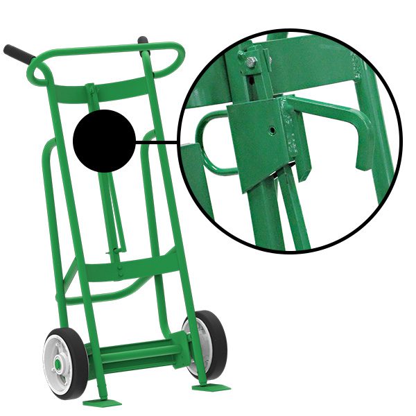 Valley Craft 2-Wheel Drum Hand Truck - Steel, (2) Solid Rubber Wheels, Hand Brake, 1000 lb. Capacity, Chime Hook for Steel/Plastic/Fiber Drums w/ Locking Cover