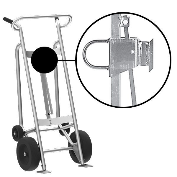 Valley Craft 4-Wheel Drum Hand Truck - Aluminum, (2) Pneumatic Wheels, (2) Rear Poly, 1000 lb. Capacity, Chime Hook for Fiber Drums