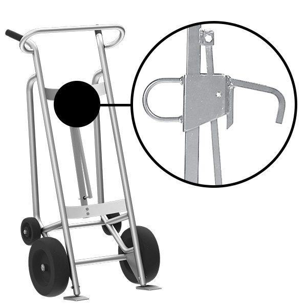 Valley Craft 4-Wheel Drum Hand Truck - Aluminum, (2) Pneumatic Wheels, (2) Rear Poly, 1000 lb. Capacity, Chime Hook for Steel/Plastic/Fiber Drums w/ Locking Cover