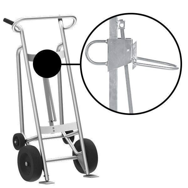 Valley Craft 4-Wheel Drum Hand Truck - Aluminum, (2) Pneumatic Wheels, (2) Rear Poly, 1000 lb. Capacity, Chime Hook for Plastic Drums