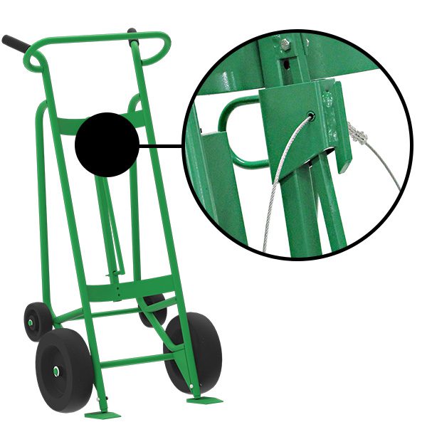 Valley Craft 4-Wheel Drum Hand Truck - Steel, (2) Pneumatic Wheels, (2) Rear Poly, 1000 lb. Capacity, Chime Hook w/ Security Cable for Steel/Plastic/Fiber Drums