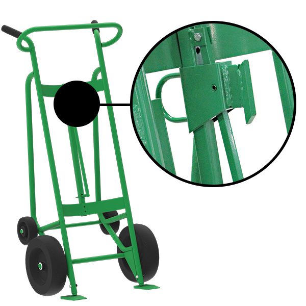 Valley Craft 4-Wheel Drum Hand Truck - Steel, (2) Pneumatic Wheels, (2) Rear Poly, 1000 lb. Capacity, Chime Hook for Fiber Drums