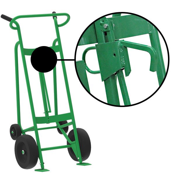 Valley Craft 4-Wheel Drum Hand Truck - Steel, (2) Pneumatic Wheels, (2) Rear Poly, 1000 lb. Capacity, Chime Hook for Steel/Plastic/Fiber Drums w/ Locking Cover