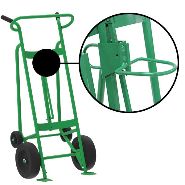 Valley Craft 4-Wheel Drum Hand Truck - Steel, (2) Pneumatic Wheels, (2) Rear Poly, 1000 lb. Capacity, Chime Hook for Plastic Drums