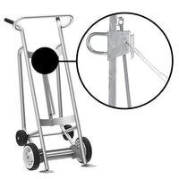 Thumbnail for Valley Craft 4-Wheel Drum Hand Truck - Aluminum, (2) Solid Rubber Wheels, (2) Rear Poly, 1000 lb. Capacity, Chime Hook w/ Security Cable for Steel/Plastic/Fiber Drums