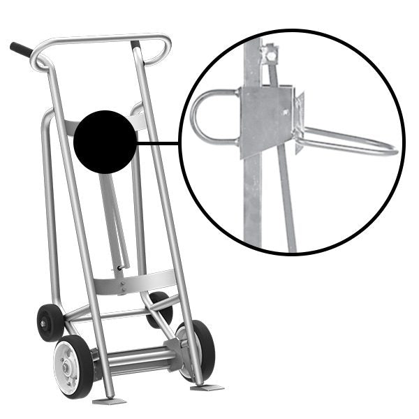Valley Craft 4-Wheel Drum Hand Truck - Aluminum, (2) Solid Rubber Wheels, (2) Rear Poly, 1000 lb. Capacity, Standard Chime Hook for Steel/Plastic/Fiber Drums