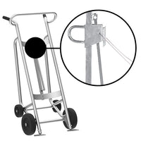 Thumbnail for Valley Craft 4-Wheel Drum Hand Truck - Aluminum, (2) Mold-On Rubber Wheels, (2) Rear Poly, 1000 lb. Capacity, Chime Hook w/ Security Cable for Steel/Plastic/Fiber Drums