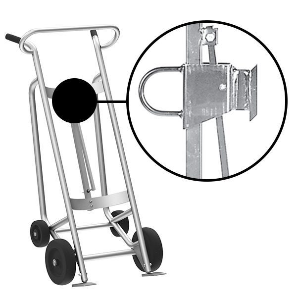Valley Craft 4-Wheel Drum Hand Truck - Aluminum, (2) Mold-On Rubber Wheels, (2) Rear Poly, 1000 lb. Capacity, Chime Hook for Fiber Drums