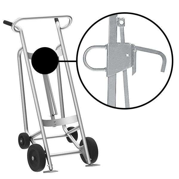 Valley Craft 4-Wheel Drum Hand Truck - Aluminum, (2) Mold-On Rubber Wheels, (2) Rear Poly, 1000 lb. Capacity, Chime Hook for Steel/Plastic/Fiber Drums w/ Locking Cover