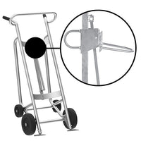 Thumbnail for Valley Craft 4-Wheel Drum Hand Truck - Aluminum, (2) Mold-On Rubber Wheels, (2) Rear Poly, 1000 lb. Capacity, Chime Hook for Plastic Drums