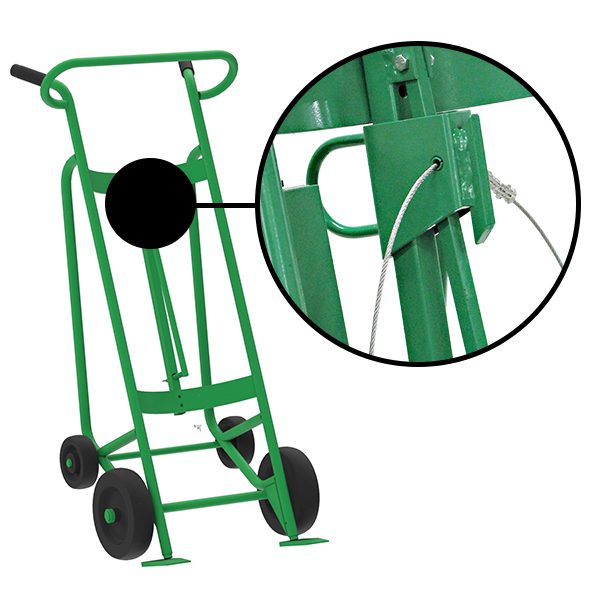 Valley Craft 4-Wheel Drum Hand Truck - Steel, (2) Mold-On Rubber Wheels, (2) Rear Poly, 1000 lb. Capacity, Chime Hook w/ Security Cable for Steel/Plastic/Fiber Drums