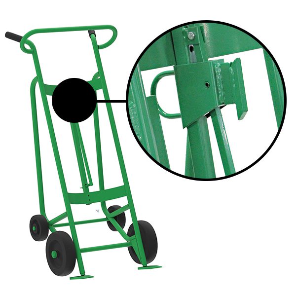 Valley Craft 4-Wheel Drum Hand Truck - Steel, (2) Mold-On Rubber Wheels, (2) Rear Poly, 1000 lb. Capacity, Chime Hook for Fiber Drums