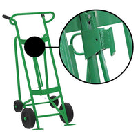 Thumbnail for Valley Craft 4-Wheel Drum Hand Truck - Steel, (2) Mold-On Rubber Wheels, (2) Rear Poly, 1000 lb. Capacity, Chime Hook for Fiber Drums