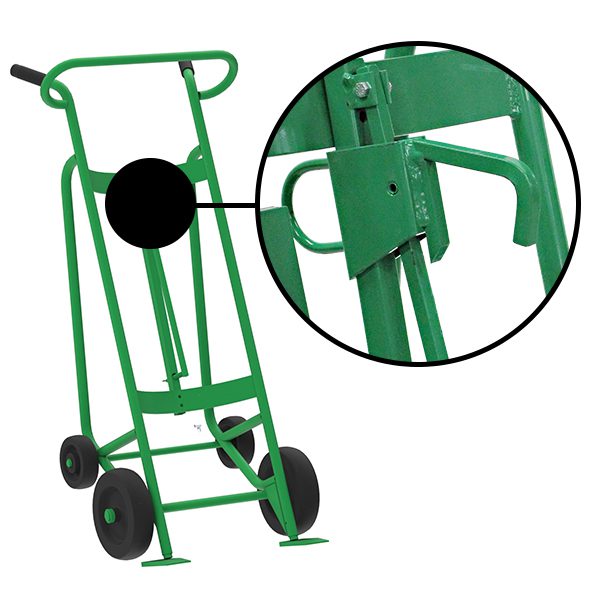 Valley Craft 4-Wheel Drum Hand Truck - Steel, (2) Mold-On Rubber Wheels, (2) Rear Poly, 1000 lb. Capacity, Chime Hook for Steel/Plastic/Fiber Drums w/ Locking Cover