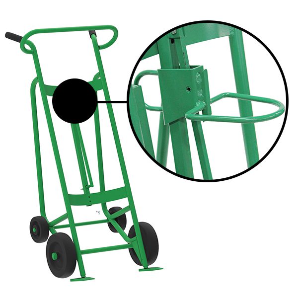 Valley Craft 4-Wheel Drum Hand Truck - Steel, (2) Mold-On Rubber Wheels, (2) Rear Poly, 1000 lb. Capacity, Chime Hook for Plastic Drums