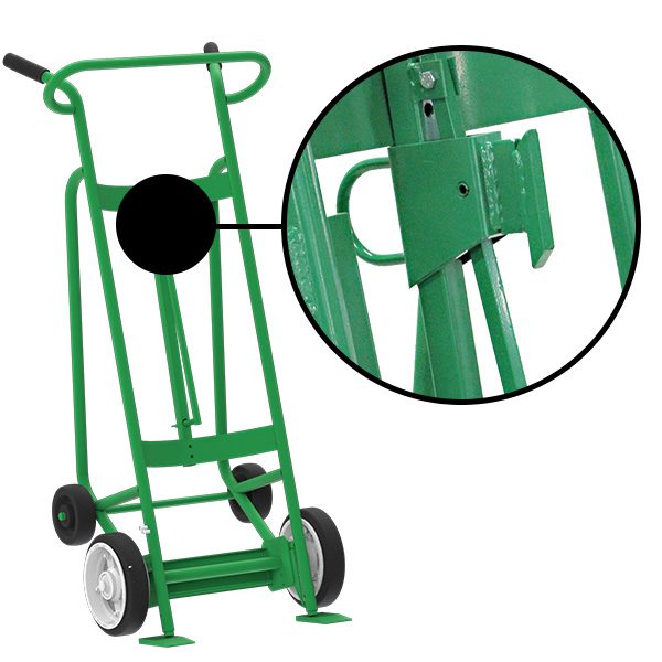 Valley Craft 4-Wheel Drum Hand Truck - Steel, (2) Solid Rubber Wheels, (2) Rear Poly, 1000 lb. Capacity, Chime Hook for Fiber Drums