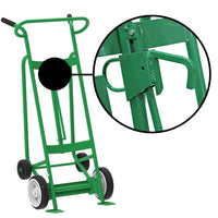 Thumbnail for Valley Craft 4-Wheel Drum Hand Truck - Steel, (2) Solid Rubber Wheels, (2) Rear Poly, 1000 lb. Capacity, Chime Hook for Steel/Plastic/Fiber Drums w/ Locking Cover