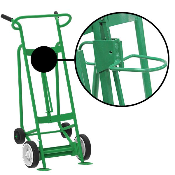 Valley Craft 4-Wheel Drum Hand Truck - Steel, (2) Solid Rubber Wheels, (2) Rear Poly, 1000 lb. Capacity, Chime Hook for Plastic Drums
