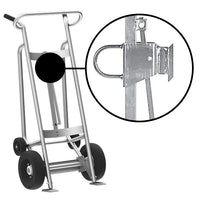 Thumbnail for Valley Craft 4-Wheel Drum Hand Truck - Aluminum, (2) Pneumatic Wheels, (2) Rear Poly, Hand Brake, 1000 lb. Capacity, Chime Hook for Fiber Drums