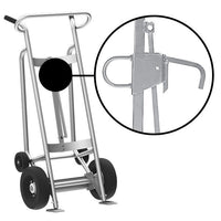 Thumbnail for Valley Craft 4-Wheel Drum Hand Truck - Aluminum, (2) Pneumatic Wheels, (2) Rear Poly, Hand Brake, 1000 lb. Capacity, Chime Hook for Steel/Plastic/Fiber Drums w/ Locking Cover