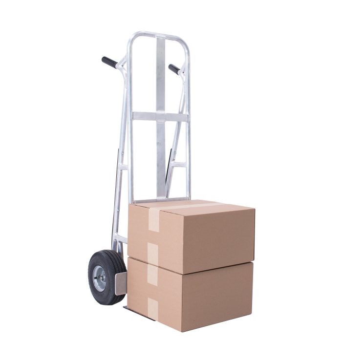 Valley Craft 2-Wheel Commercial Hand Truck - Hand Brake, Fenders, Aluminum, (2) Pneumatic Wheels, 600 lb. Capacity