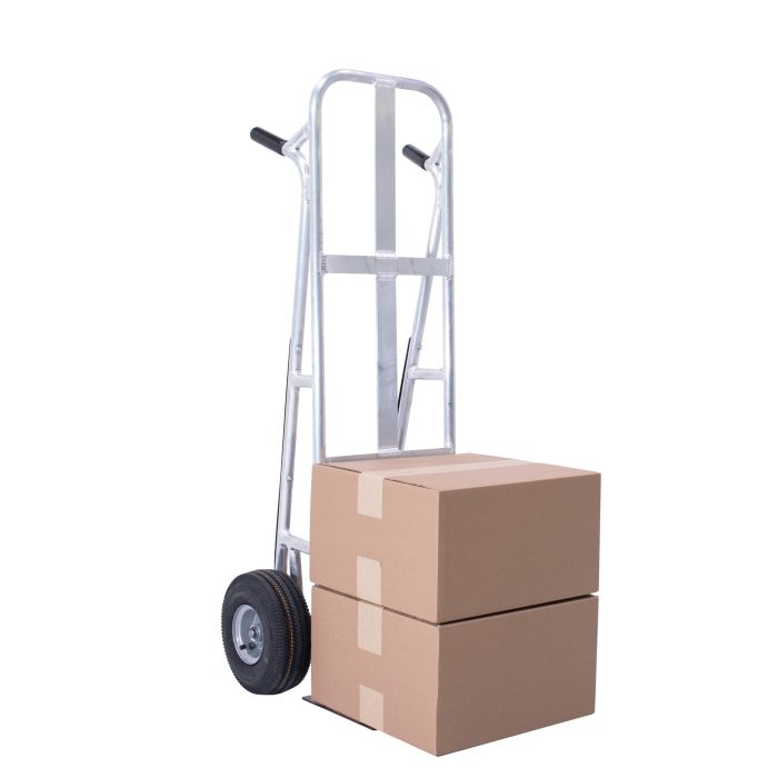 Valley Craft 2-Wheel Commercial Hand Truck - Hand Brake, Aluminum, (2) Pneumatic Wheels, 600 lb. Capacity