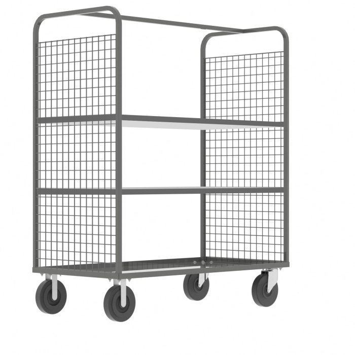 Valley Craft Cage Cart - Stock Picking, 2-Sided, (2) Adjustable Shelves, 57"L x 30"W x 68"H, 1600 lb. Capacity, Gray