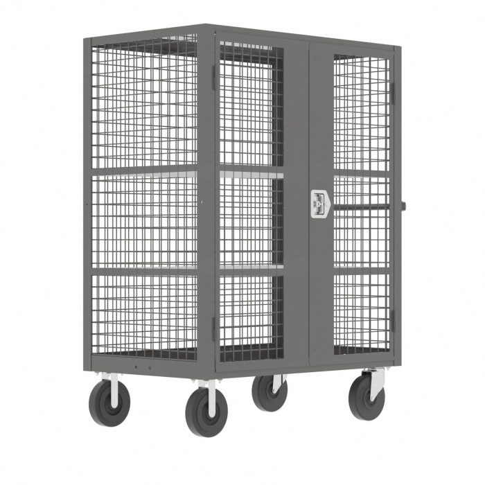 Valley Craft Security Cart - 60"L x 30"W x 66"H, (2) Adjustable Shelves, 2000 lb. Capacity, Gray