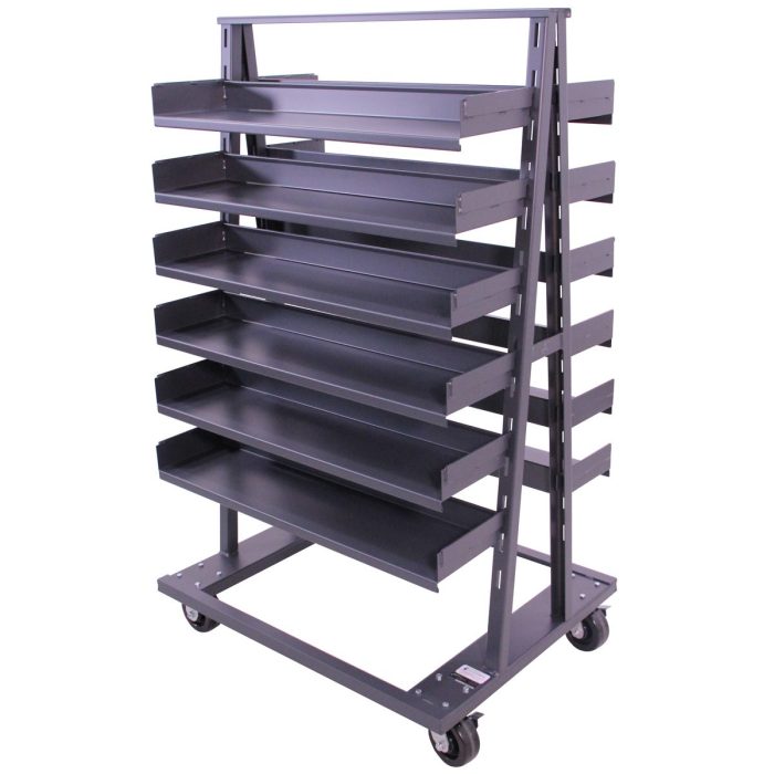Valley Craft Double-Sided Heavy Duty A-Frame Cart, 38"L x 30"W x 63"H, (12) Trays, 2500 lb. Capacity