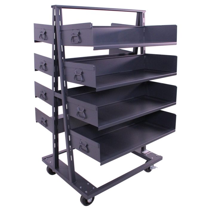 Valley Craft Double-Sided Heavy Duty A-Frame Cart, 38"L x 30"W x 63"H, (8) Large Trays, 2500 lb. Capacity