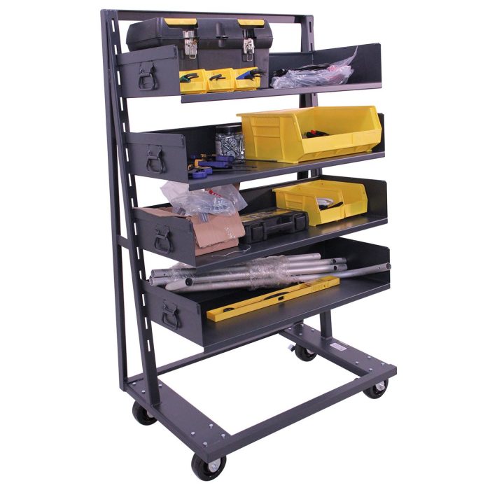 Valley Craft Single-Sided Heavy Duty A-Frame Cart, 38"L x 25"W x 63"H, (4) Large Trays, 2500 lb. Capacity