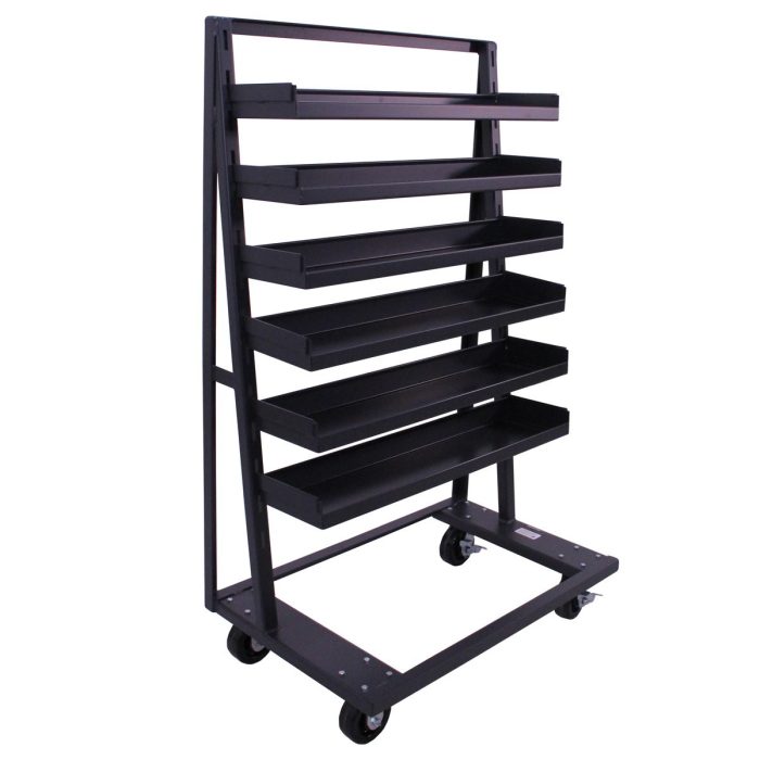 Valley Craft Single-Sided Heavy Duty A-Frame Cart, 38"L x 25"W x 63"H, (6) Trays with Lip, 2500 lb. Capacity