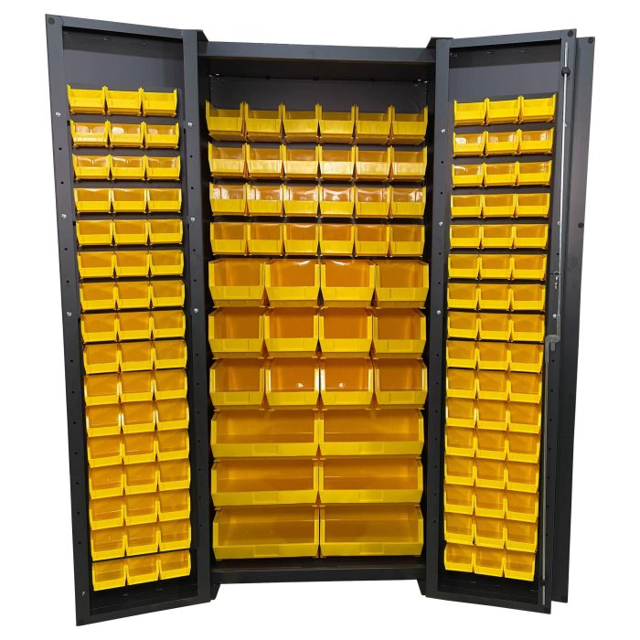 Valley Craft Bin & Shelf Cabinet, Deep Door - 36"W x 24"D x 78"H, Full Bins, Fully Louvered, (138) Bins, 14 Gauge