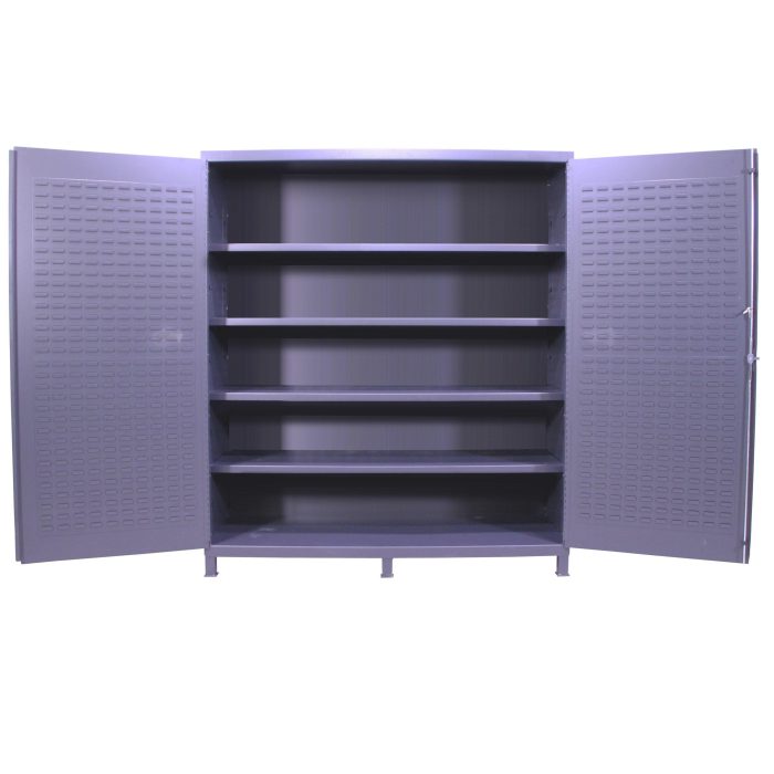 Valley Craft Bin & Shelf Cabinet - 72"W x 24"D x 84"H, Shelf Only, Louvered Door Panels, (4) Shelves, 14 Gauge