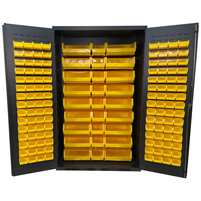 Valley Craft Bin & Shelf Cabinet - 48"W x 24"D x 78"H, Full Bins, Fully Louvered, (147) Bins, 14 Gauge
