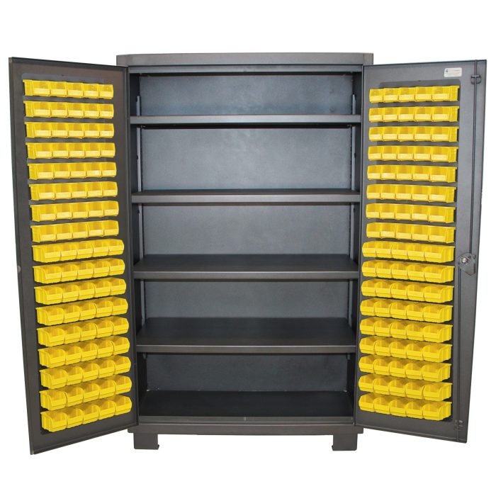 Valley Craft 12 Gauge Cabinet, Heavy Duty - 60"W x 24"D x 78"H, Louvered Door Panels, (128) Bins, (4) Shelves, 1900 lb. Capacity/Shelf