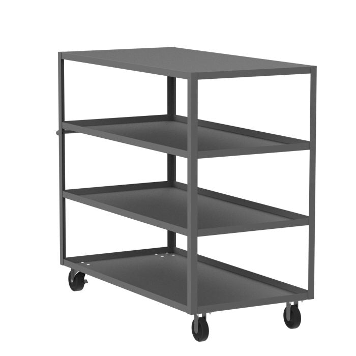 Valley Craft 4-Shelf Utility Cart - Flat Top 60"L x 30"W x 56"H, 3600 lb. Capacity, (4) Non-Marking Phenolic Casters, Gray