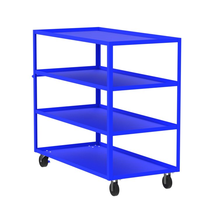 Valley Craft 4-Shelf Utility Cart - 60"L x 30"W x 56"H, 3600 lb. Capacity, (4) Non-Marking Phenolic Casters, Blue