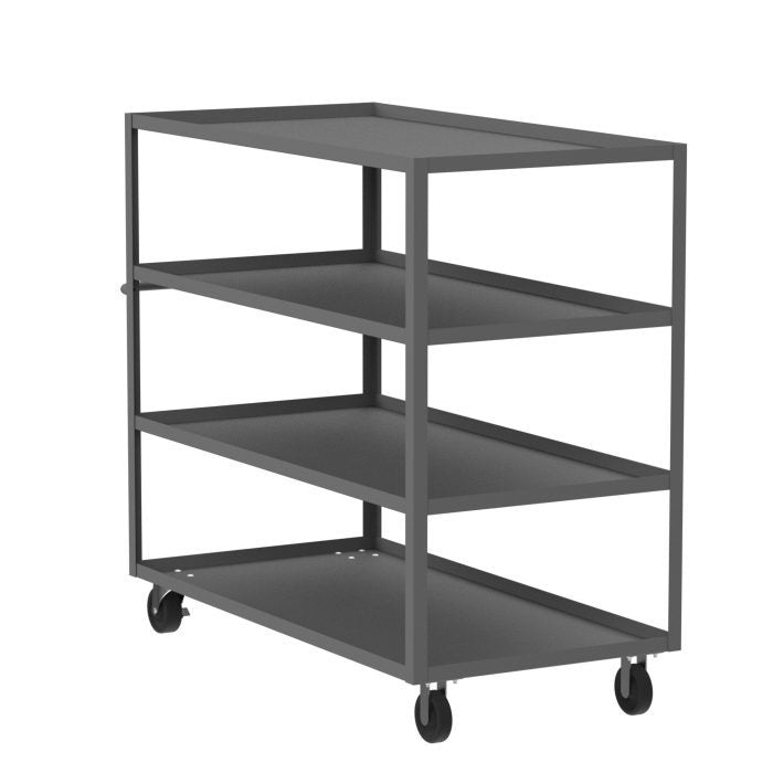 Valley Craft 4-Shelf Utility Cart - 60"L x 30"W x 56"H, 3600 lb. Capacity, (4) Non-Marking Phenolic Casters, Gray