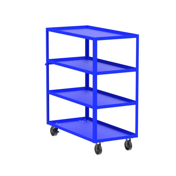 Valley Craft 4-Shelf Utility Cart - 48"L x 24"W x 56"H, 3600 lb. Capacity, (4) Non-Marking Phenolic Casters, Blue