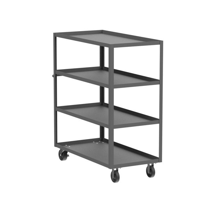 Valley Craft 4-Shelf Utility Cart - 48"L x 24"W x 56"H, 3600 lb. Capacity, (4) Non-Marking Phenolic Casters, Gray