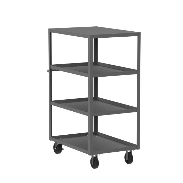 Valley Craft 4-Shelf Utility Cart - Flat Top 36"L x 24"W x 56"H, 3600 lb. Capacity, (4) Non-Marking Phenolic Casters, Gray