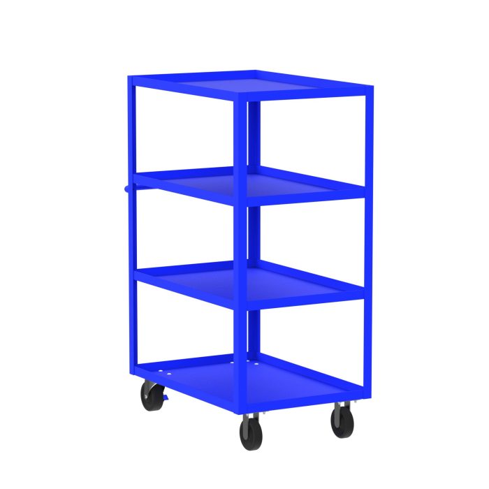 Valley Craft 4-Shelf Utility Cart - 36"L x 24"W x 56"H, 3600 lb. Capacity, (4) Non-Marking Phenolic Casters, Blue