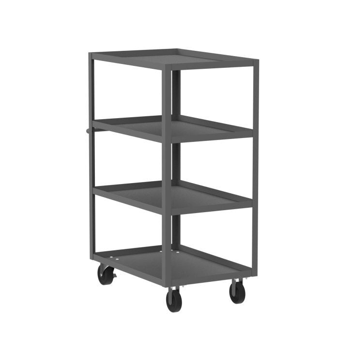 Valley Craft 4-Shelf Utility Cart - 36"L x 24"W x 56"H, 3600 lb. Capacity, (4) Non-Marking Phenolic Casters, Gray