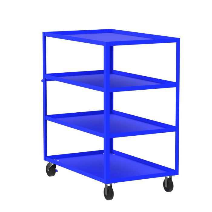 Valley Craft 4-Shelf Utility Cart - 48"L x 30"W x 56"H, 3600 lb. Capacity, (4) Non-Marking Phenolic Casters, Blue