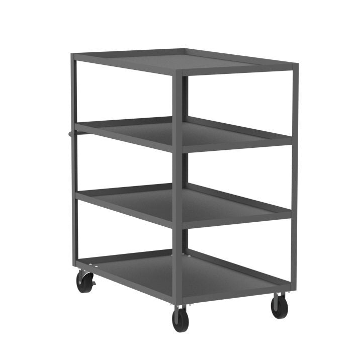 Valley Craft 4-Shelf Utility Cart - 48"L x 30"W x 56"H, 3600 lb. Capacity, (4) Non-Marking Phenolic Casters, Gray