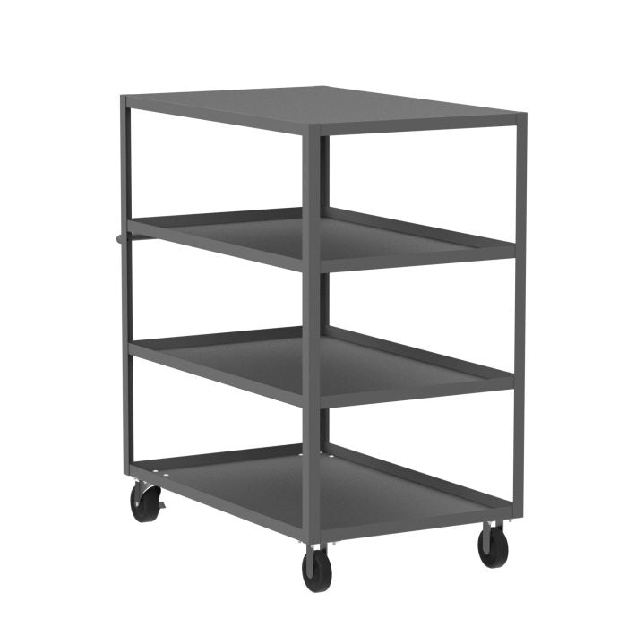 Valley Craft 4-Shelf Utility Cart - Flat Top 48"L x 30"W x 56"H, 3600 lb. Capacity, (4) Non-Marking Phenolic Casters, Gray