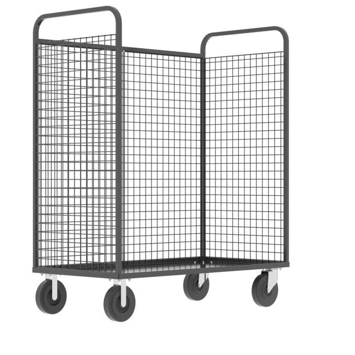 Valley Craft Cage Cart - Stock Picking, 3-Sided, 57"L x 30"W x 68"H, 1600 lb. Capacity, Gray