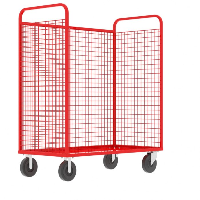 Valley Craft Cage Cart - Stock Picking, 3-Sided, 57"L x 30"W x 68"H, 1600 lb. Capacity, Red