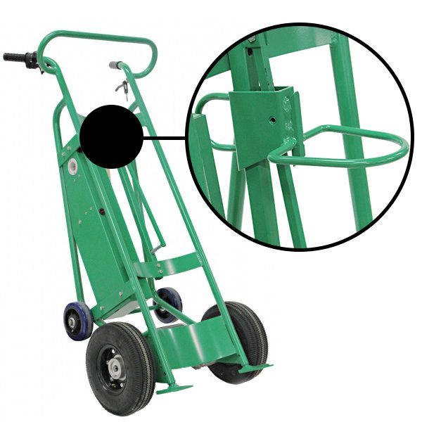 Valley Craft Powered Drum Hand Truck - Steel, (4) Wheels (2) Pneumatic (2) Rear Solid Rubber, Hand Brake, 800 lb. Capacity, Chime Hook for Plastic Drums
